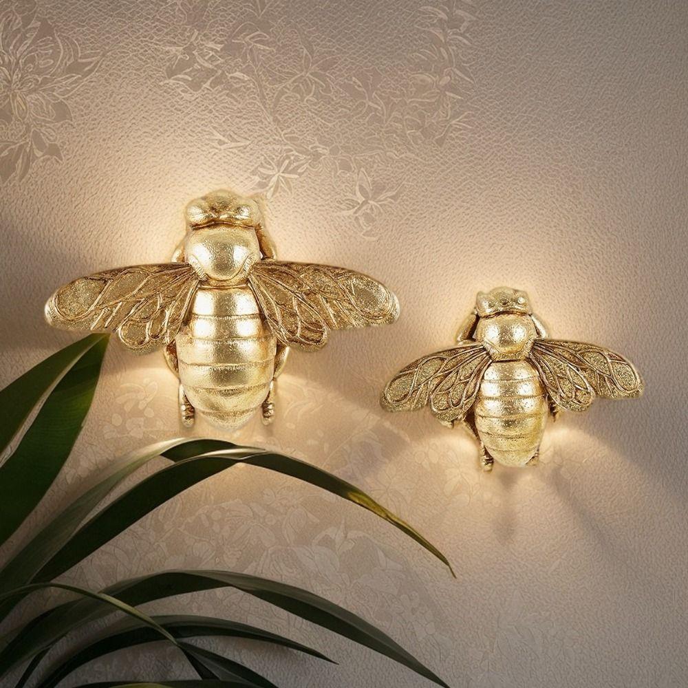 Handcrafted Golden Bee Wall Sculpture 3D Wall Decoration Unique Animal Sculpture  Art Decor