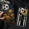 Beautiful Yellow Sunflower Phone Case For iPhone 17 16 15 14 13 12 11 XS XR X Pro Max Plus Colored Silver Plated Cover
