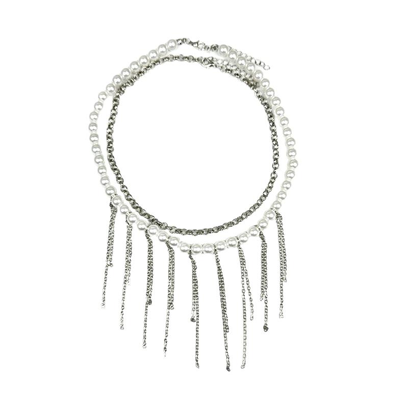 

Vintage Tassel Pendant Clavicle Chain For Women Girls Multi Layered Simple Sweet Beaded Necklace Jewelry Accessories Gifts