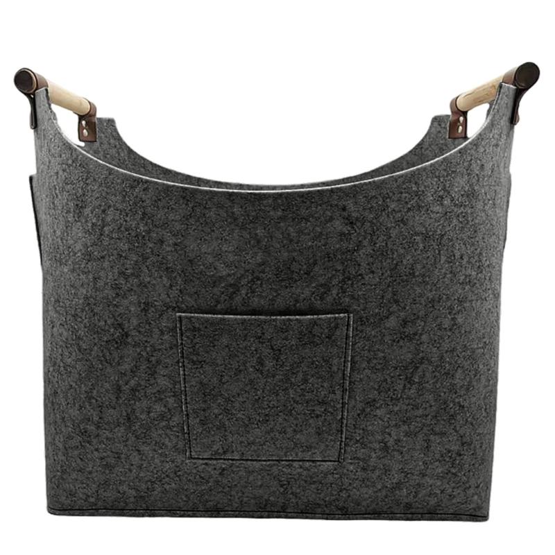 Versatile Log Storage Bin Durable Woods Container Basket for Home Organization 1 темно-серого