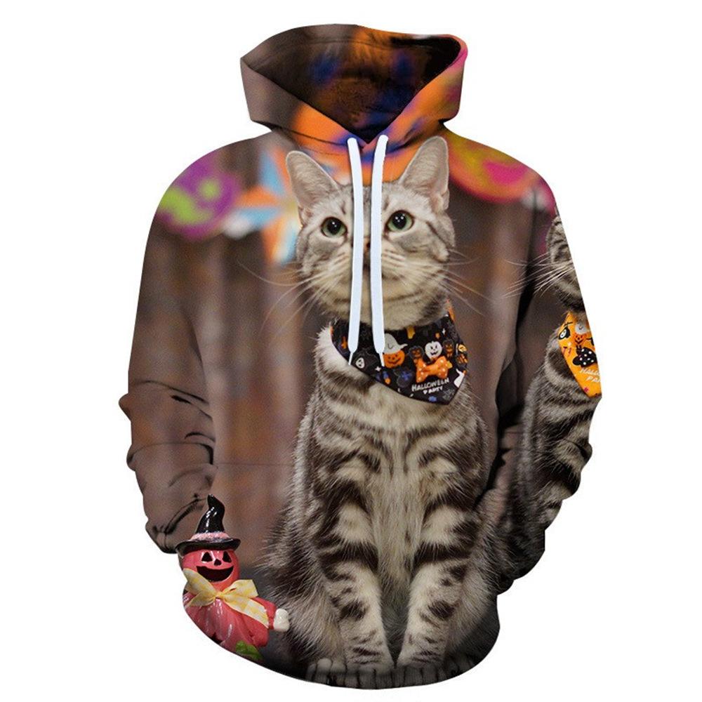 Spring and Autumn Pumpkin Halloween 3D Digital Printing Men and Women Casual Fashion Hooded Sweatshirt