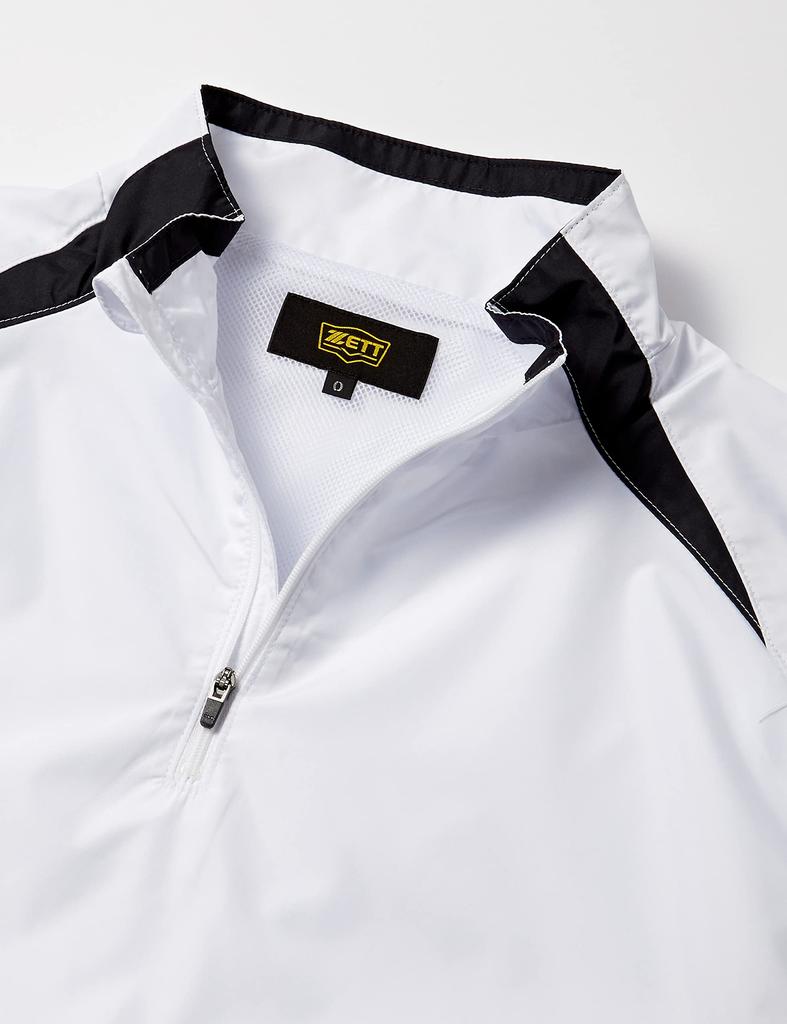 ZETT Baseball Long Sleeve Half Zip Jumper for Cold Weather White x Navy S BOV335