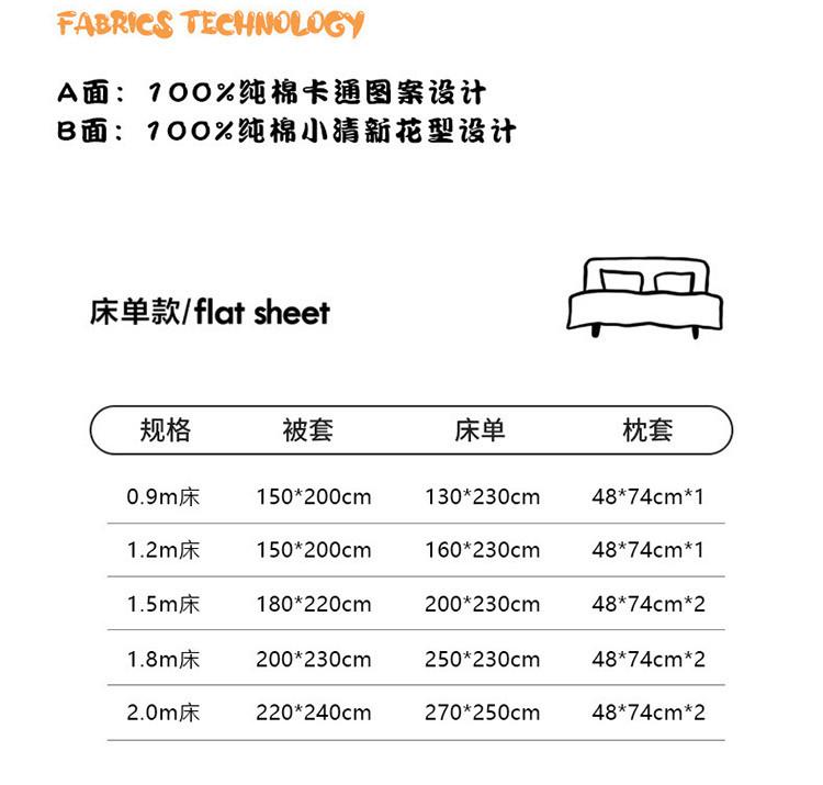 All cotton printed four piece set, 100% pure cotton household duvet cover, bed sheet, bedding, student dormitory three piece set