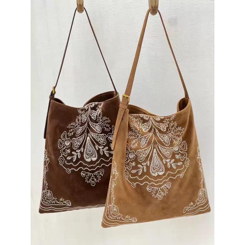

Bai Xue recommends [Western Exotic] environmentally friendly suede hook flower tote bag embroidered ethnic style shopping bag коричневий