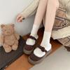 Cute bow cotton slippers women's shoes outer wear 2025 autumn and winter home thick-soled velvet warm stepping shit cotton shoes