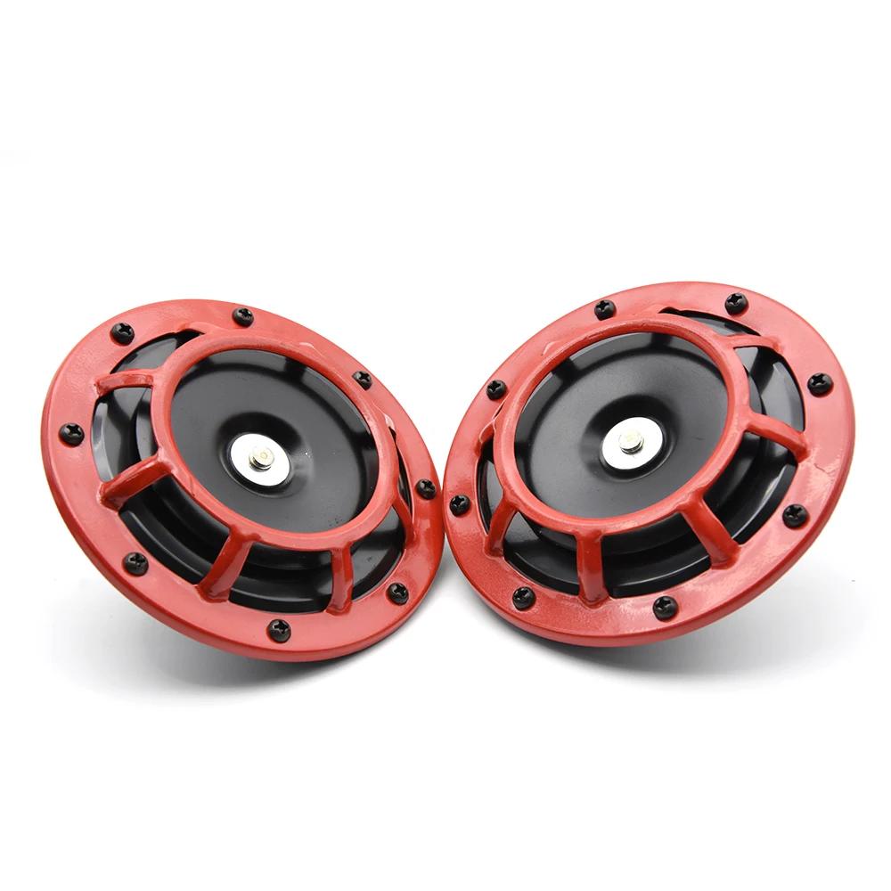 2PCS Car Super Loud Horns Red/Black Car Motorcycle Electric Blast Tone Air Horn Kit 12V 115DB Horn Speaker Horns Universal