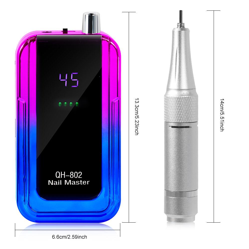 Mașină de freză unghii reîncărcabilă 45000RPM cu conector USB, îndepărtare ojă, set freză electrică, șlefuitor manichiură, zgomot redus