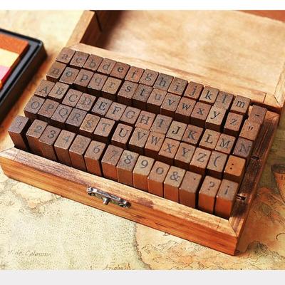 70 adet DIY Numarası Alfabe Kombinasyonu Mektup Damga Günlüğü Albümü Düğün Mektup Ahşap Lastik Damga Seti