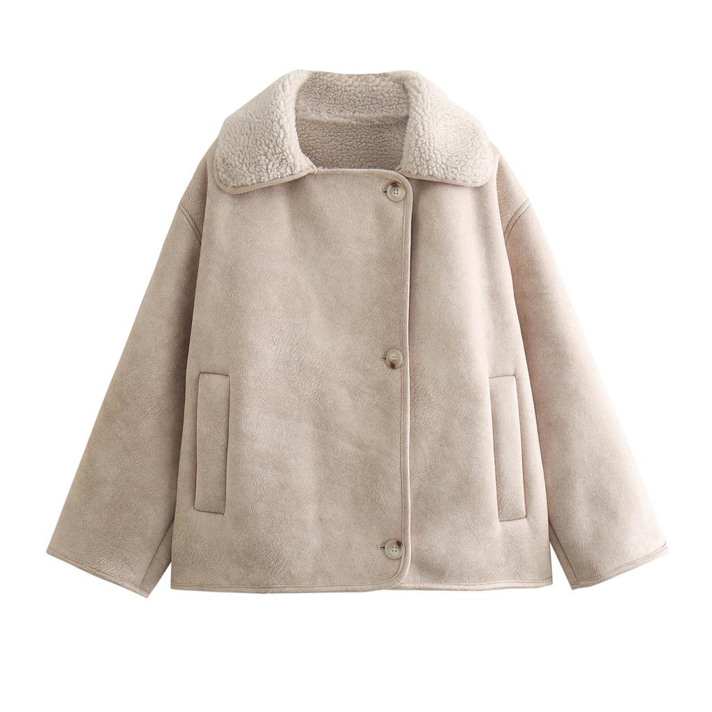 Autumn and Winter Fashion Temperament Women's Clothing One-piece Double-sided Jacket Ladies Warm Coat