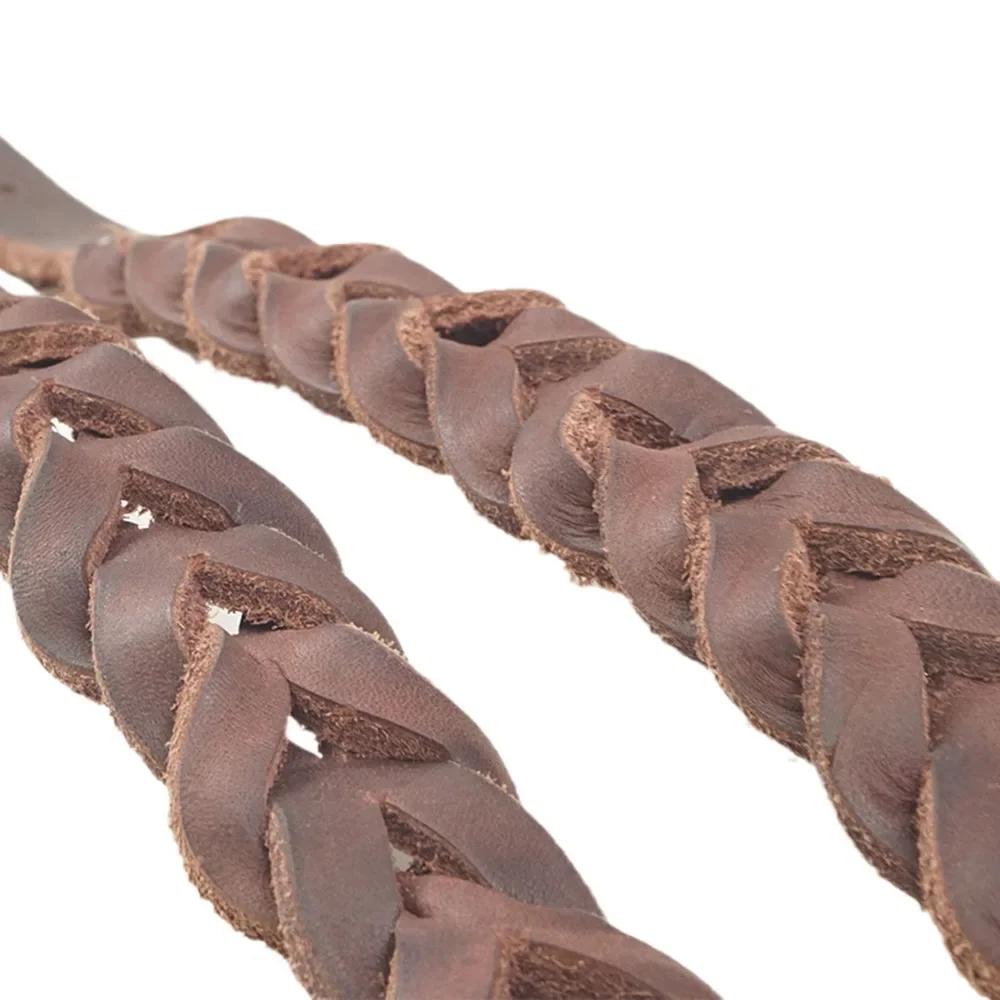Braided Real Leather Dog Collar Adjustable Pet Puppy Collars for Small and Medium-sized Dogs Outdoor Pet Dog Walking Accessories