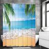 Ocean Beach Coconut Tree Shower Curtain, Bathroom Decorative Shower Curtain, Waterproof Shower Curtain with Hooks