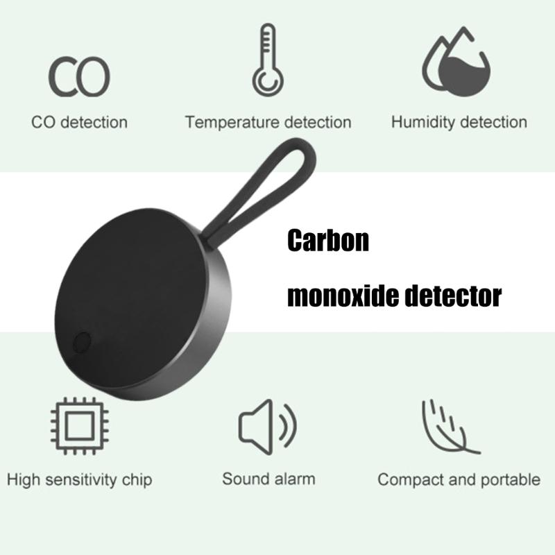 Leicht zu tragender Kohlenmonoxid-Alarm mit Digitalanzeige Kleine kreisförmige Gasmelder für Küche, Outdoor-Reisen, Sicherheit
