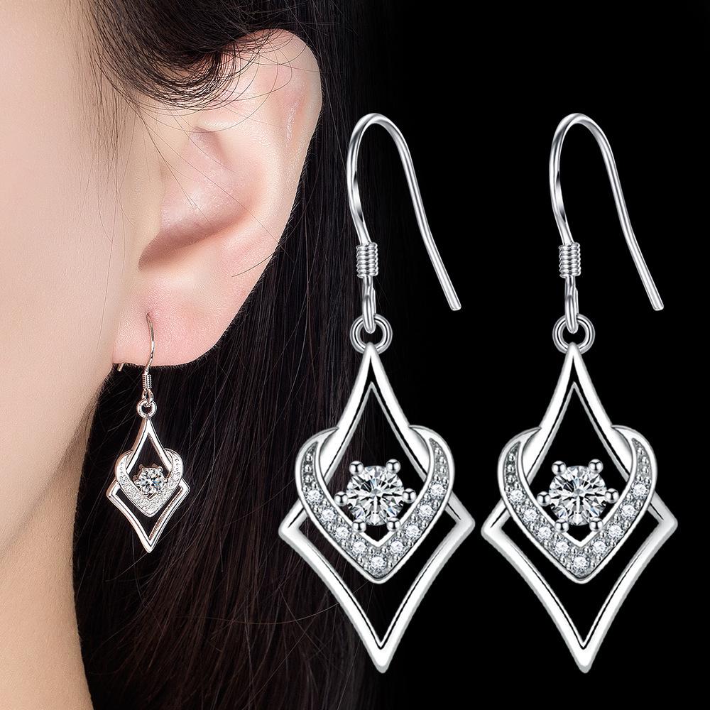 

Simple & Elegant Zircon Diamond Women s Water Cube Earrings