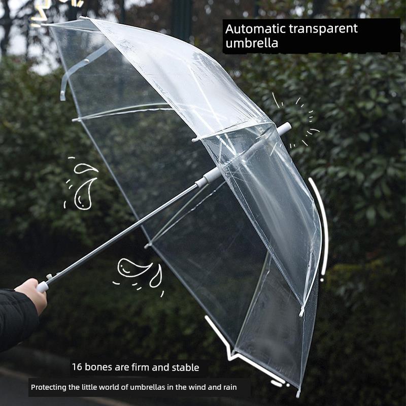 High-Quality Transparent Umbrella with Automatic Long Handle, Suitable for Girls, Large Size, Thickened and Reinforced, Cute and Stylish
