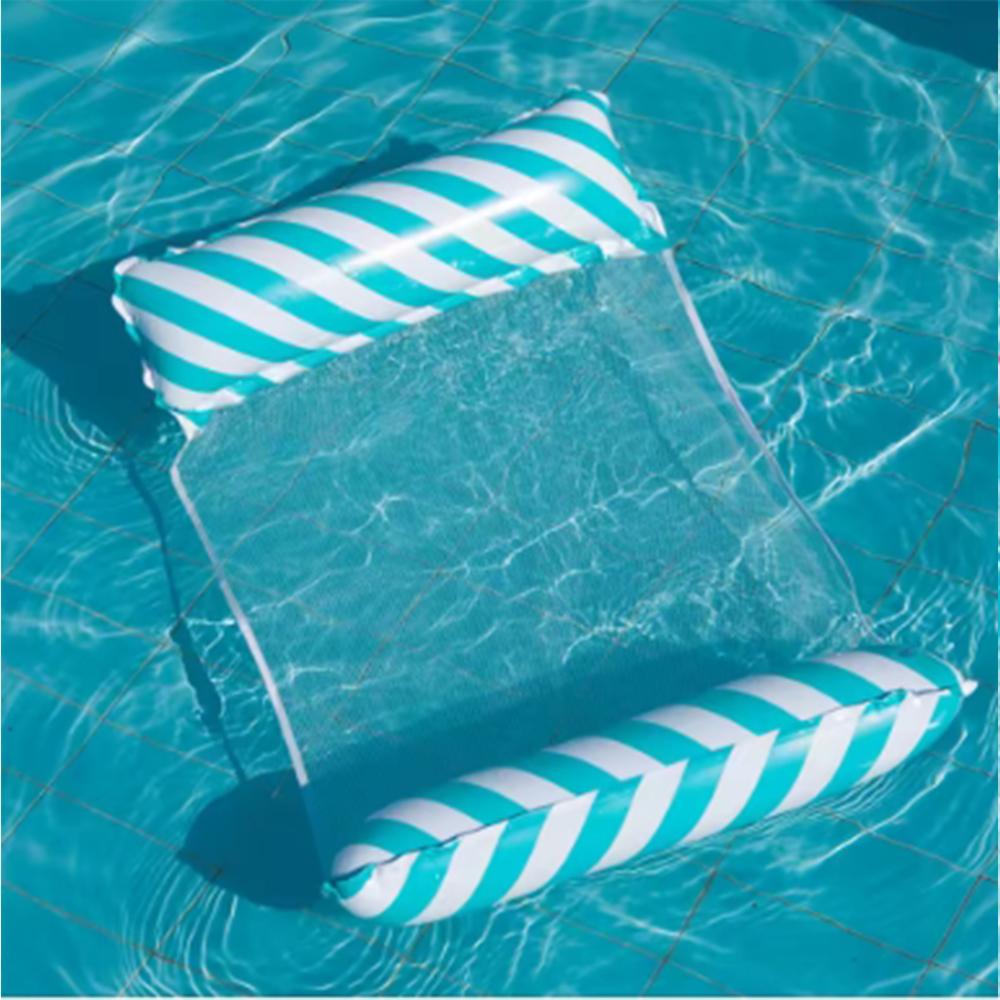 Foldable Striped Inflatable Lounge Chair, Suitable For Swimming Pool Parties And Beach Leisure Floating Beds With Net Backrest