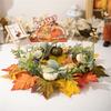 Artificial Wreath with Pumpkins Thanksgiving Wreath for Front Door, Window, Farmhouses, Indoor and Outdoor Decorations