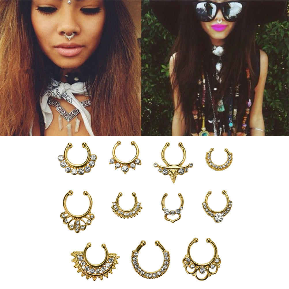 Charms Fake Septum Clicker Nasenring Nicht Piercing Aufhänger Clip On Schmuck