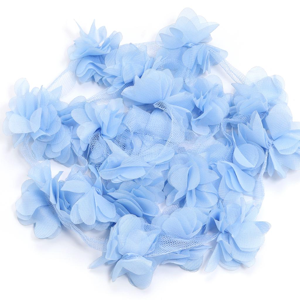 20pcs 5.5cm Chiffon Cluster Flowers Colorful Artificial Flowers For DIY Wedding Party Lace Trim Clothing Gifts Decor Accessories