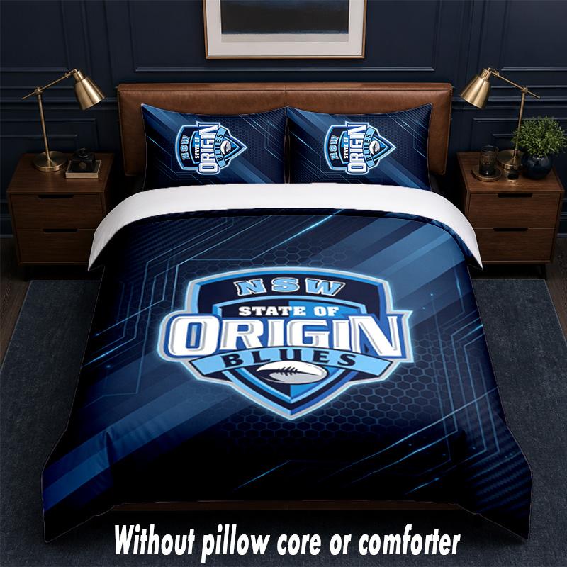 NSW Blues Design Bed Bedding Set 1 Duvet Cover + 2 Pillowcases Soft Breathable Household Bed Linens