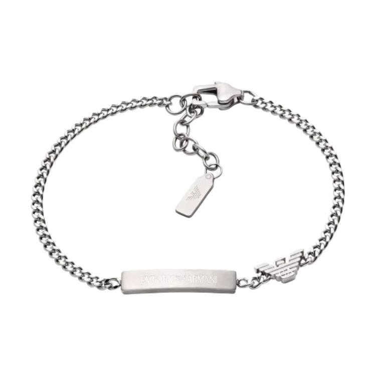 Emporio Armani Casual Minimalist Design Stainless Steel Bracelet Men Bracelets Silver EGS3310040 Basic Packaging-Box