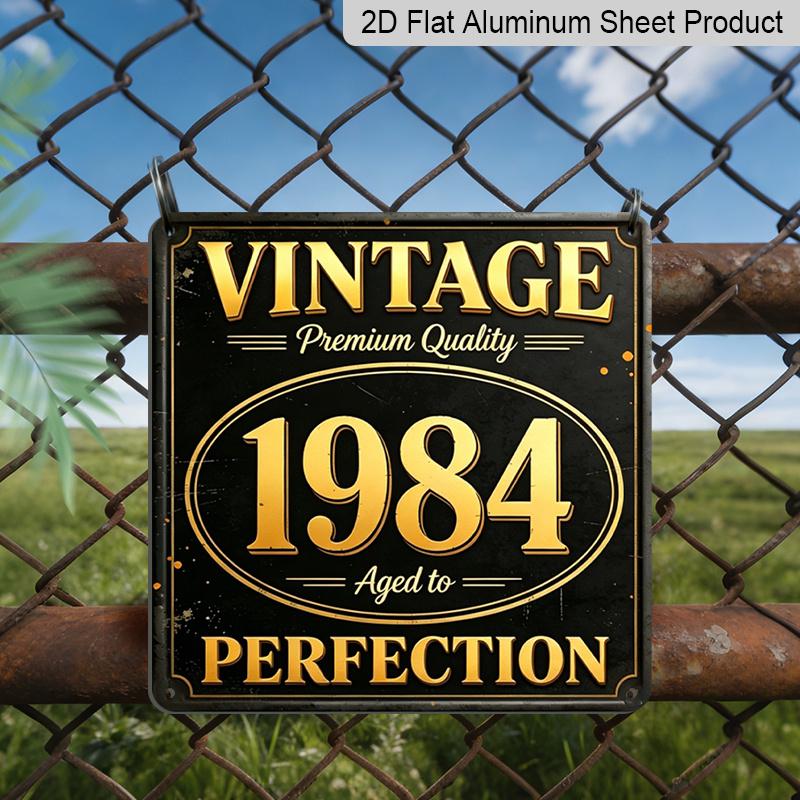 

2D Flat 1pc, Vintage 1984 Metal Wall Sign - Retro Aluminum Suitable for Living Room, Patio, Garden Decor - Aged Collectible Decoration for 1984 Birth 20*20cm