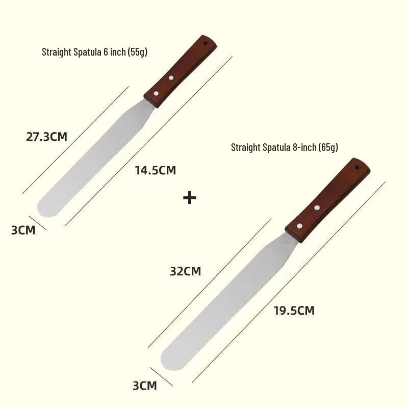 Offset Stainless Steel Cake Spatula with Wooden Handle