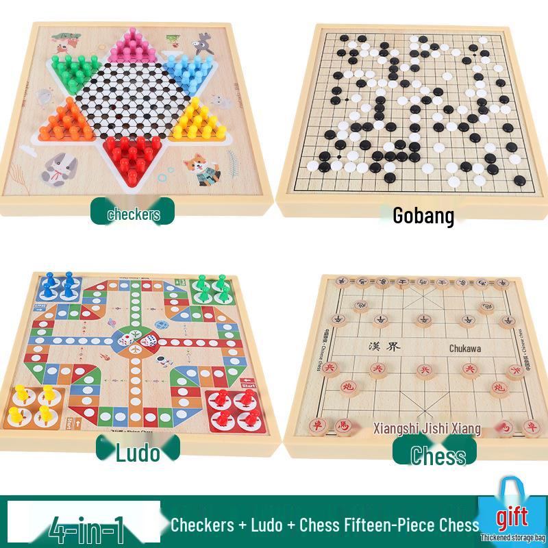 Magnetic 5-in-1 Game Board: Go, Five-in-a-Row, Flying Chess, Checkers, Chinese Chess - Educational Fun for Kids