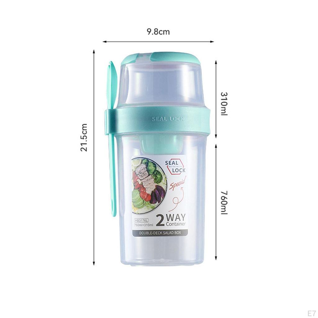 Breakfast Salad Cup Cereal Double Layer Multiuse Container for Lunch Dessert