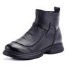 Autumn and winter new first-layer cowhide thick-heeled retro Martin boots medium and old boots women's velvet short boots genuine leather single boots