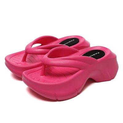 Modische Damen Keilabsatz Zehentrenner Sommer 2024 Clip Zehen Dicker Boden Plateau Hausschuhe Damen Weiche Sohle Rutschfest Strandschuhe Pantoletten