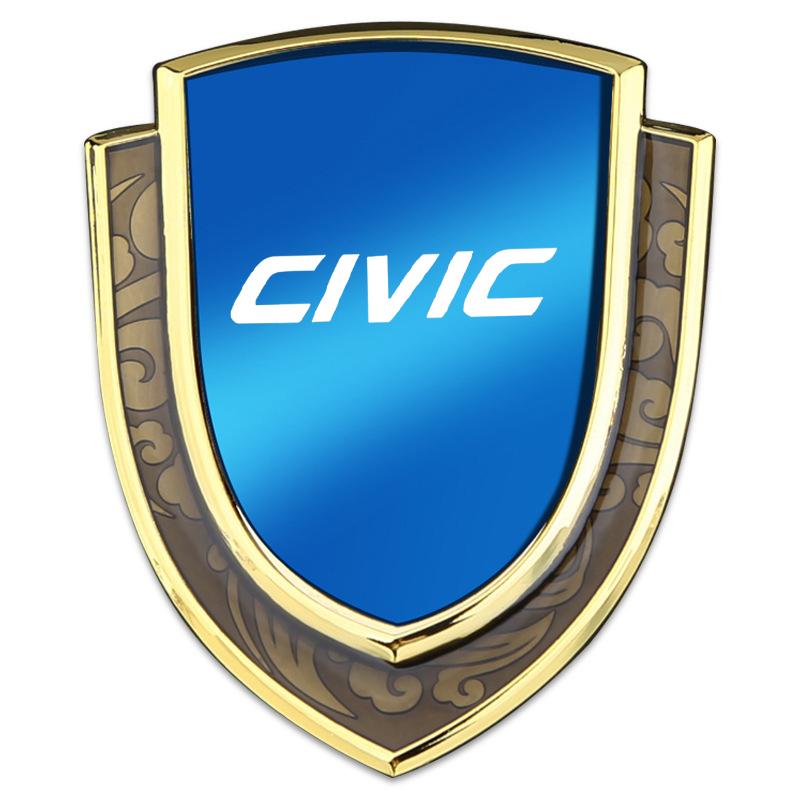 

Car Metal Shield Emblem Car Side Fender Body Trunk Badge Sticker for Honda civic 8th 10th gen 2017 2018 2019 2016 синій