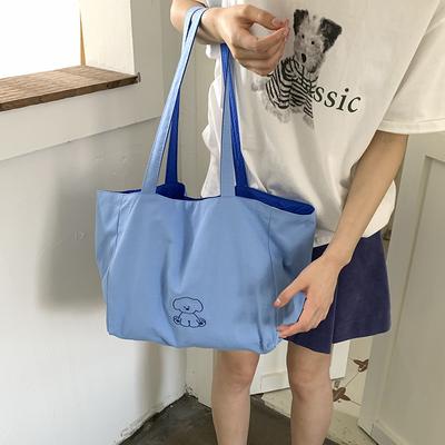 Summer Fresh Contrasting Color Double-sided Dopamine Color Canvas Bag Ins Sweet Girl Shoulder Bag Multi-color Letter Shoulder Bag