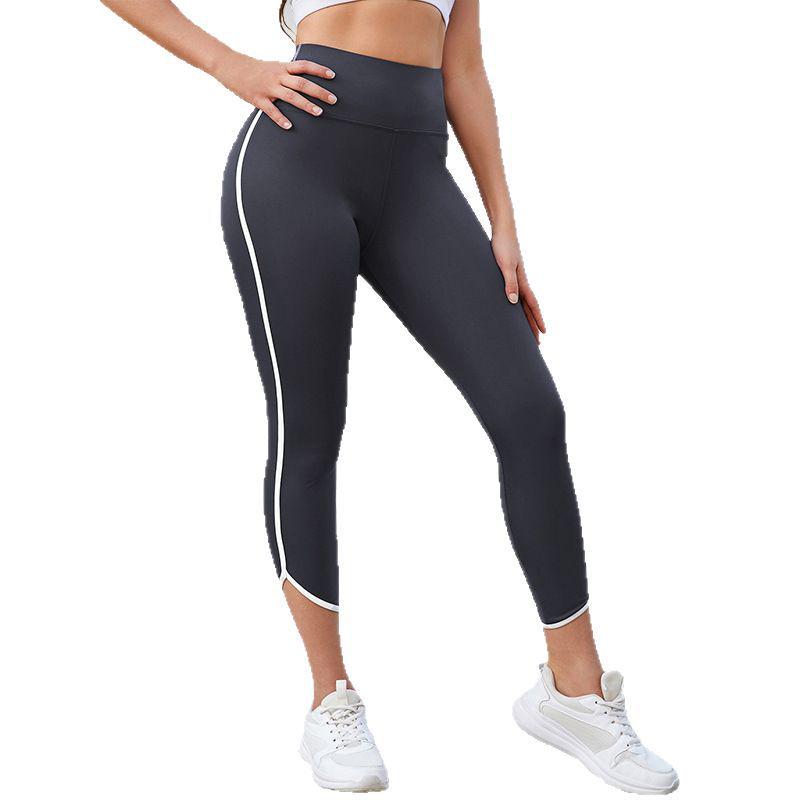 Europäische & Amerikanische High Waist Yoga-Hosen - Hüfthebend, Bauchformend und mit seitlichen Bändern Fitness-Tights für Damen