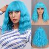 MISS WIG Parrucca ondulata corta di colore marrone naturale con frangia Fibra sintetica Lunghezza spalla Moda donna Cosplay Capelli da indossare ogni giorno