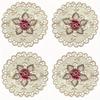 1pc Round Embroidered Flower Dining Table Placemat Coasters Home Party Wedding Cover Country-style Embroidered Tablecloth