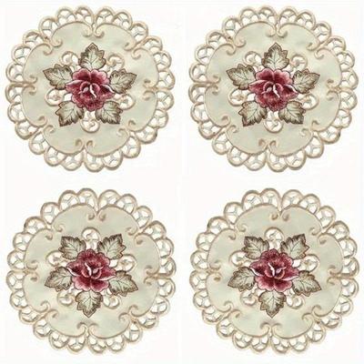 1 Stück Runde Bestickte Blume Esstisch Platzset Untersetzer Heim Party Hochzeit Abdeckung Landhausstil bestickte Tischdecke