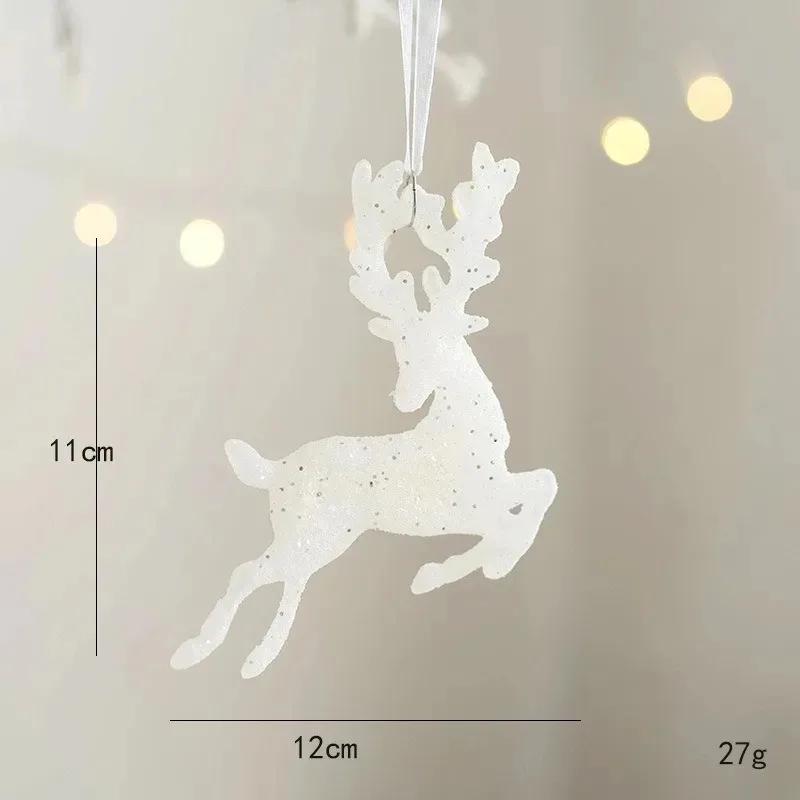 Christmas White Pendant Christmas Tree Ornaments Star Elk Xmas Hanging Pendants for Home Room Party Decor New Year Gift Accessor