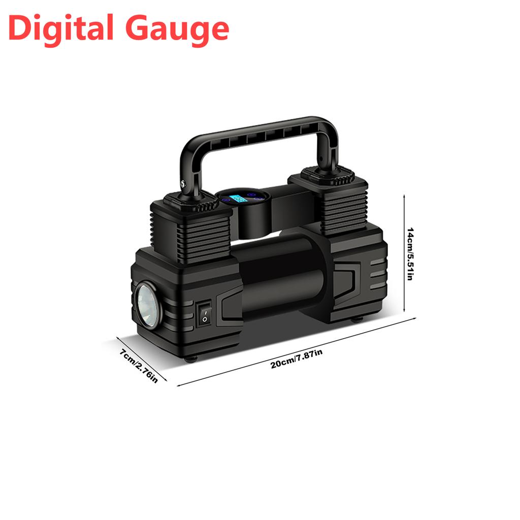 Auto Inflatable Pump 12V 150PSI Dual Cylinder Heavy Duty Air Compressor with Pressure Gauge LED Light for Car Moto Bicycle Balls