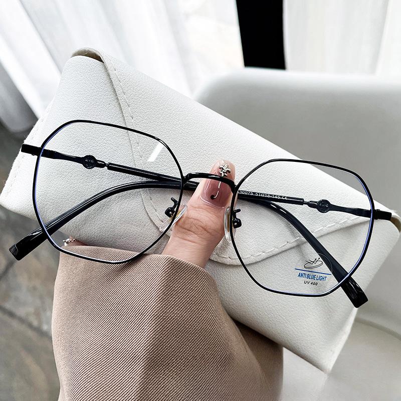 TR90 Polygonal Large Frame Plain and Versatile Anti-Blue Light Glasses Xiaohongshu Internet Celebrity Women’s Myopia Glasses Frame