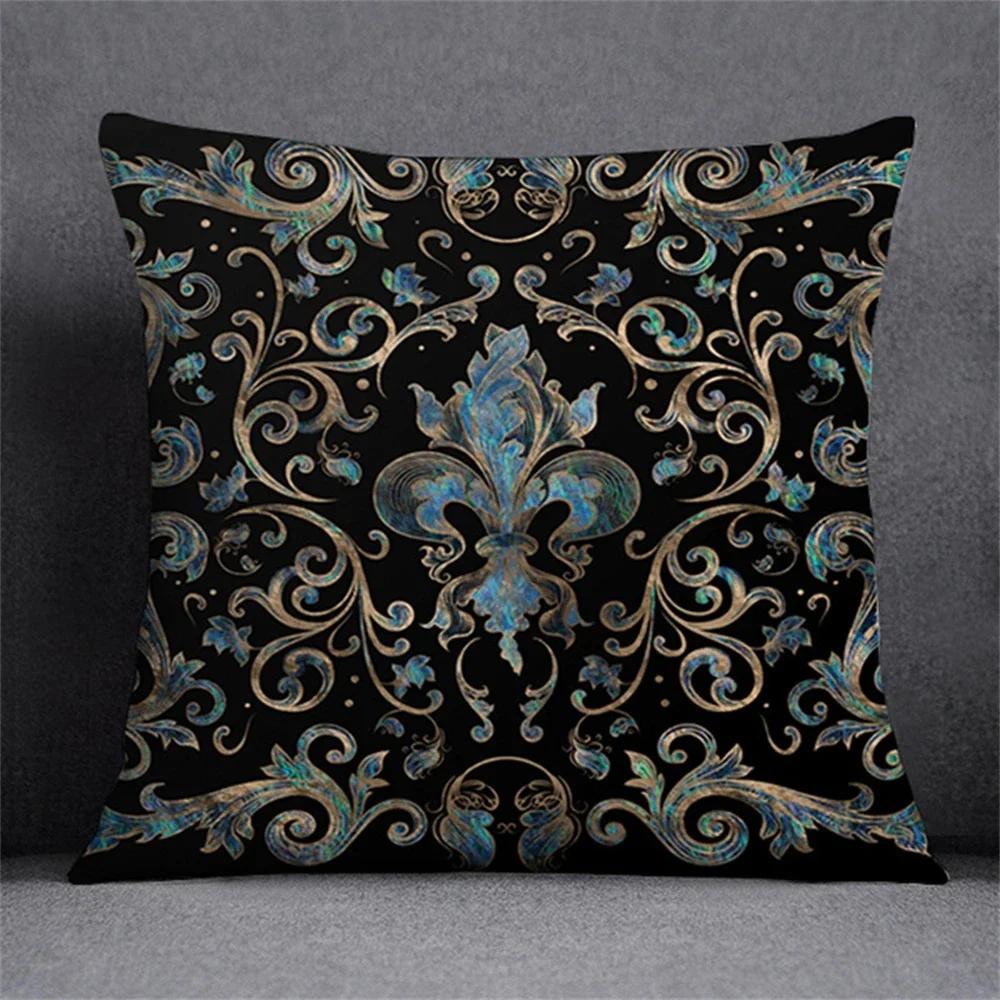 Home Decor Fleur-De-Lis Patterned Decorative Pillow Covers Pattern Cushion Cover Suitable For Sofa Bedroom Car Pillow Cover