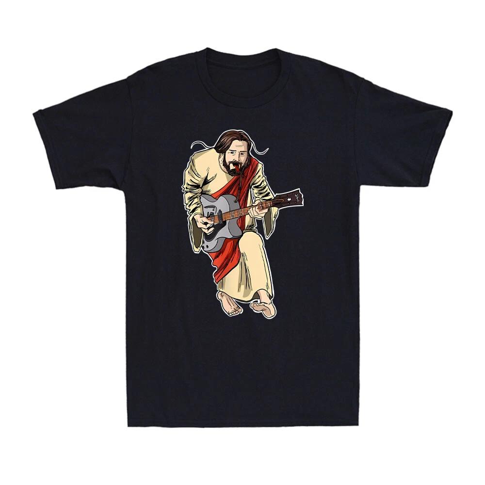 Rocker Jesus With Guitar Funny Rockstar Jesus Christianity Faith Men s T-Shirt XXXXL