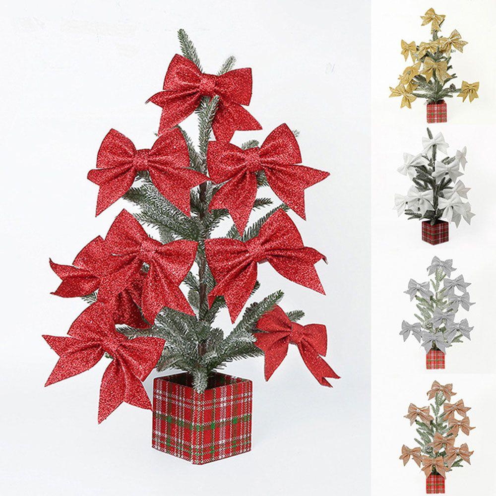 Decorațiune Agățată Bumbac Perlat Praf Auriu Fundă Mare Aurie Strălucitoare Fundă de Crăciun Papion Mare