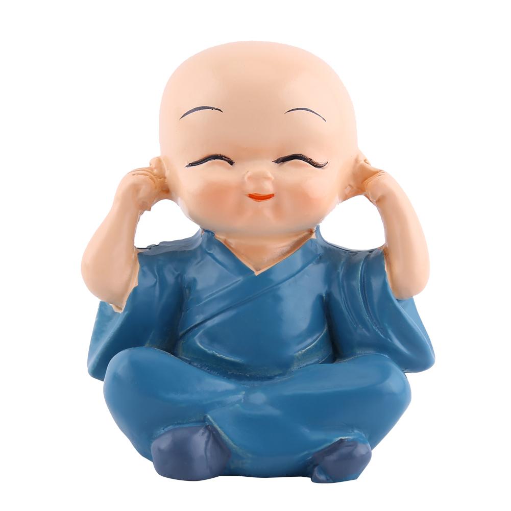 Statuette Bébé Bouddha, 4 Pièces, Petits Moines Figurines Bouddha, Mignon Moine Kungfu, Décoration Intérieure de Voiture, Artisanat en Résine, Étagère Murale,