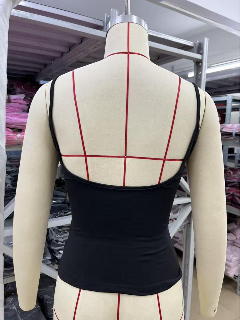 Canotta da Donna Stile Spicy Girl con Schiena Scoperta e Spalline Sottili, Multicolore, Vestibilità Aderente