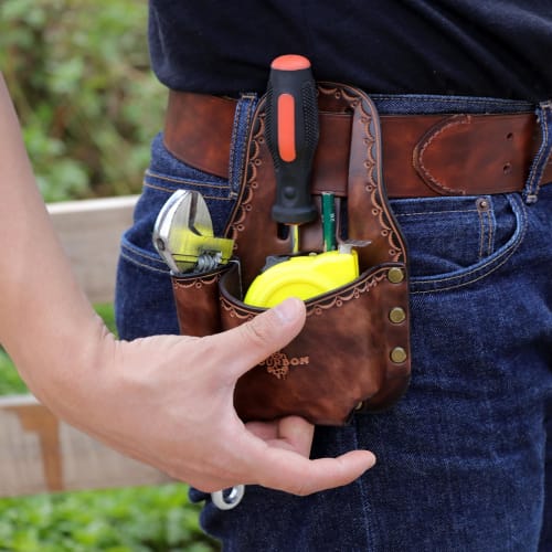 TOURBON Tape Measure Pouch for Heavy Duty Tape, Belt Holder, Tool Holder, and Pencil Holder