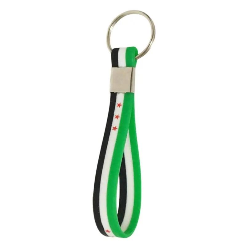 

Sturdy Silicone Materials Bracelet Keychain Featuring the Syrian Flag Designs for Fashionable Accessories Outfits 1