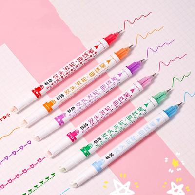 Set de pixuri de culoare tip rulou de 3/6 buc. Marcator de linie de ștampilă de scris cu două fețe Evidențiator pentru desen