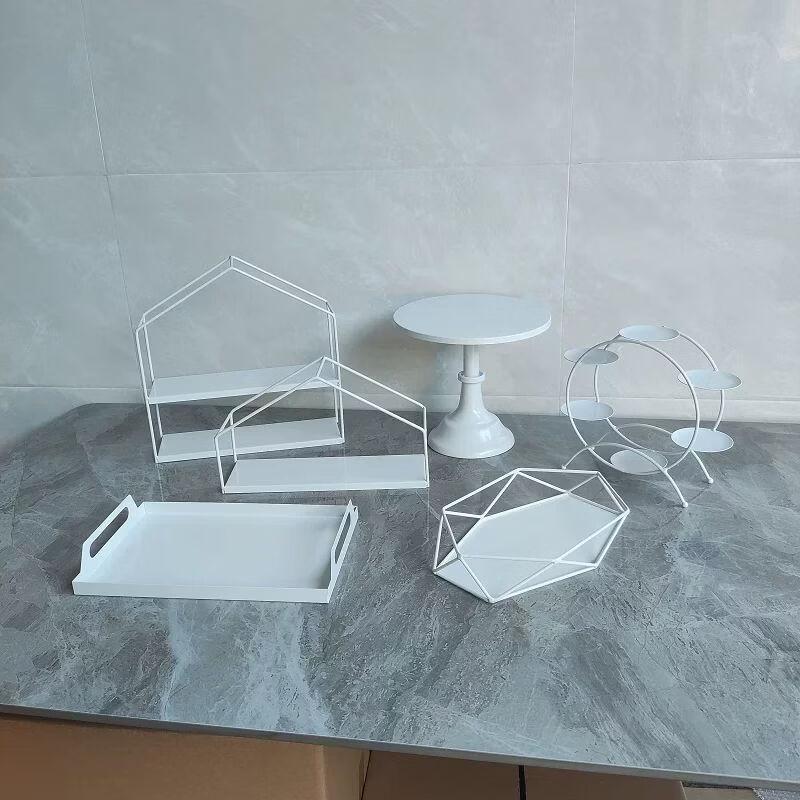 Elegant White Iron Art Dessert & Cake Display Stand Sets