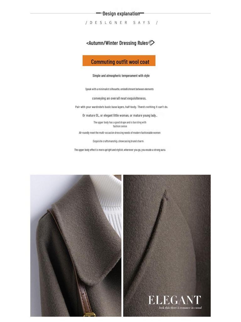 Women's Mid-Length Wool Lapel Coat - 100% Wool, Double-Faced, Loose-Fit, Autumn/Winter