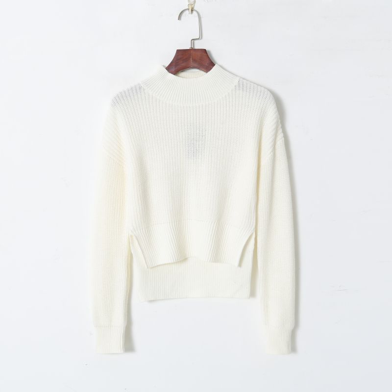 

Осень и Зима Женский Облегающий Талию Спереди Короткий Сзади Длинный Короткий Нишевый Стиль Трендовый Стильный Модный На Все Случаи Жизни Верхняя Одежда Нижнее Белье Свитер White S